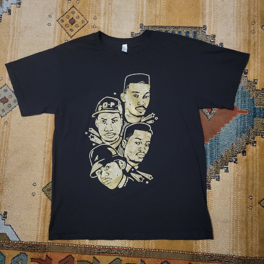 NY Hip Hop Legends Shirt Black Gold KRS One LL Cool J Rakim Big Daddy Kane Large